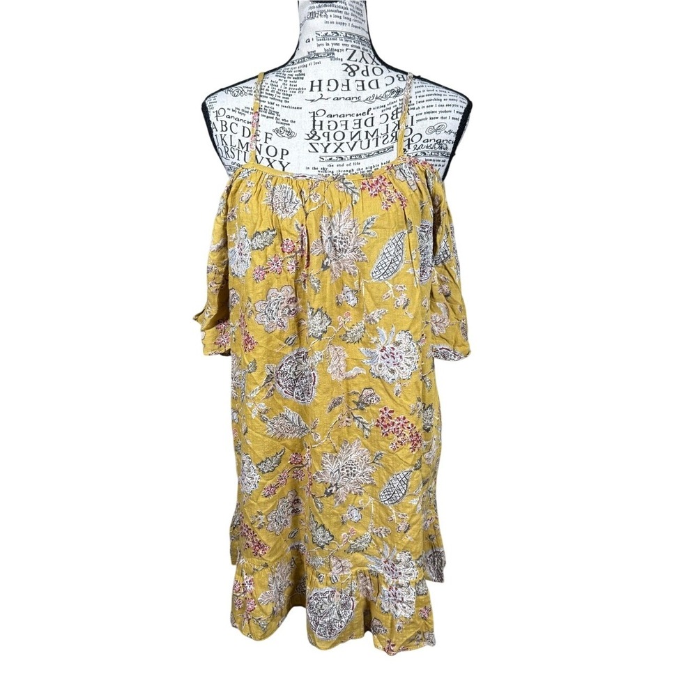 easel Yellow Floral Off-Shoulder Ruffle Dress‎ Top